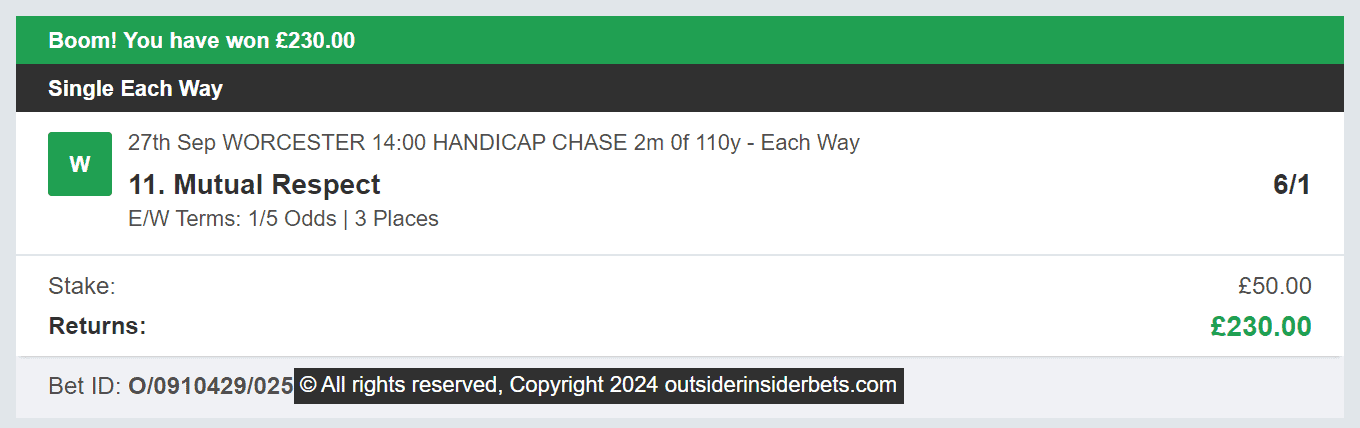 Outsider Insider Bets - Winner - 2024-09-27