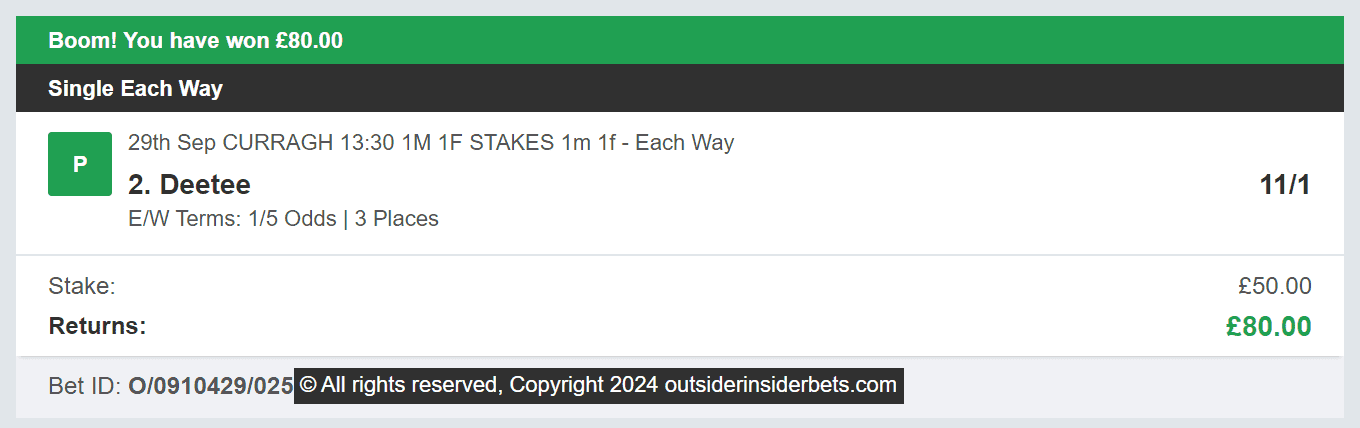 Outsider Insider Bets - Winner - 2024-09-29
