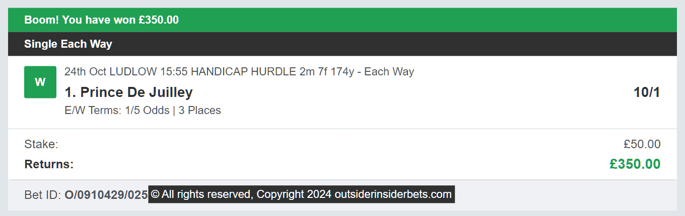 Outsider Insider Bets - Winner - 2024-10-24