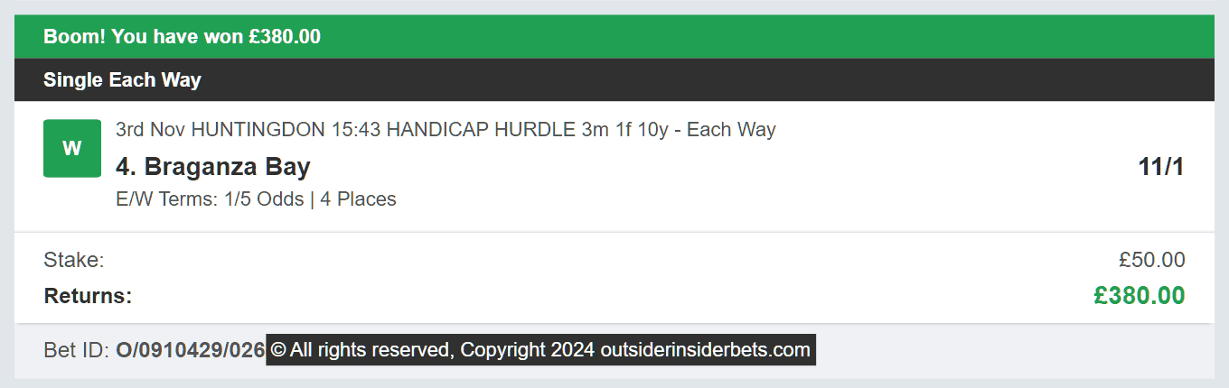 Outsider Insider Bets - Winner - 2024-11-03
